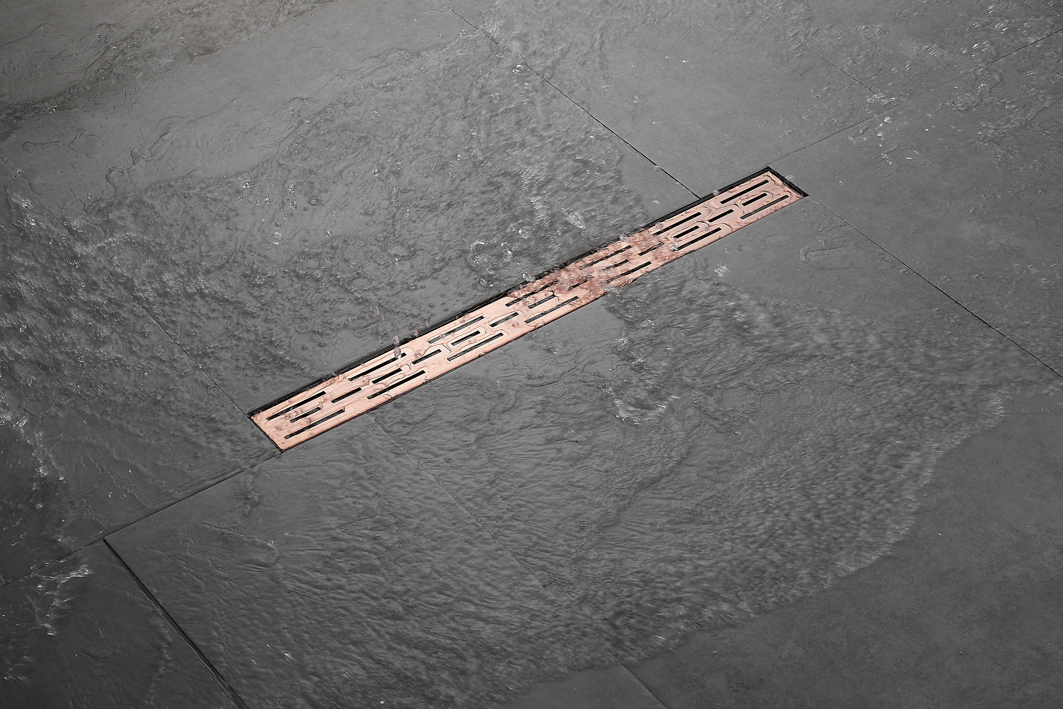 Saniclear Copper douchegoot 70x7cm geborsteld koper