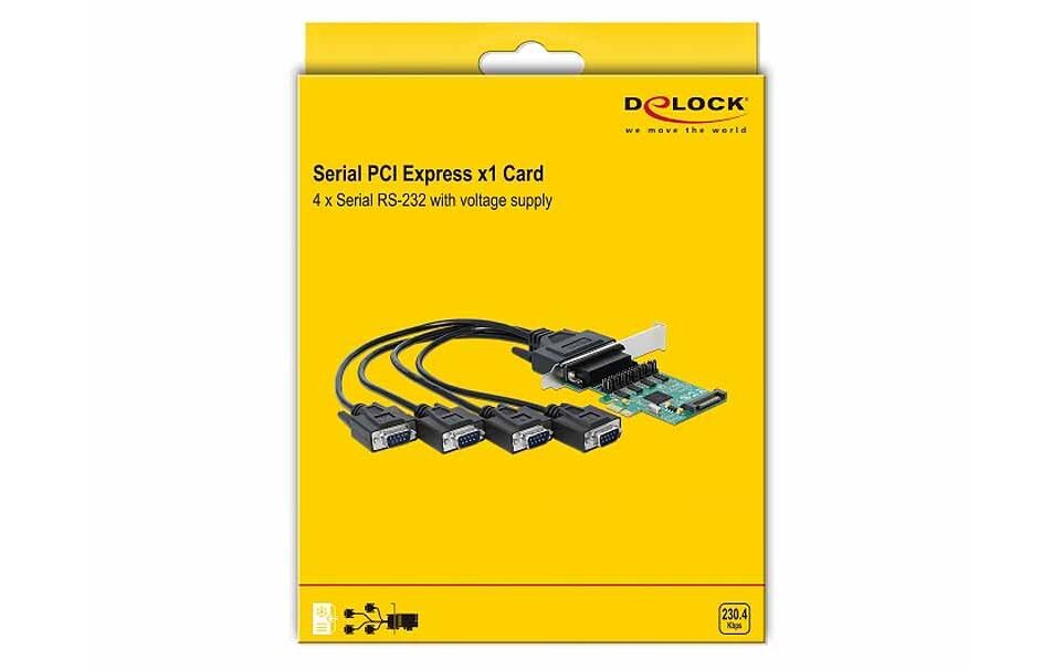 PCI-Express-Karte 89938 4x RS-232 mit SpannungsversorgungPCIe-Schnittstellenkarte mit vier seriellen Ports