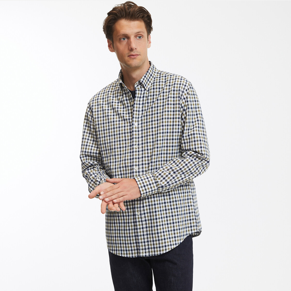 COLEÇÕES LA REDOUTE<br>Camisa Vichy reta, mangas compridas