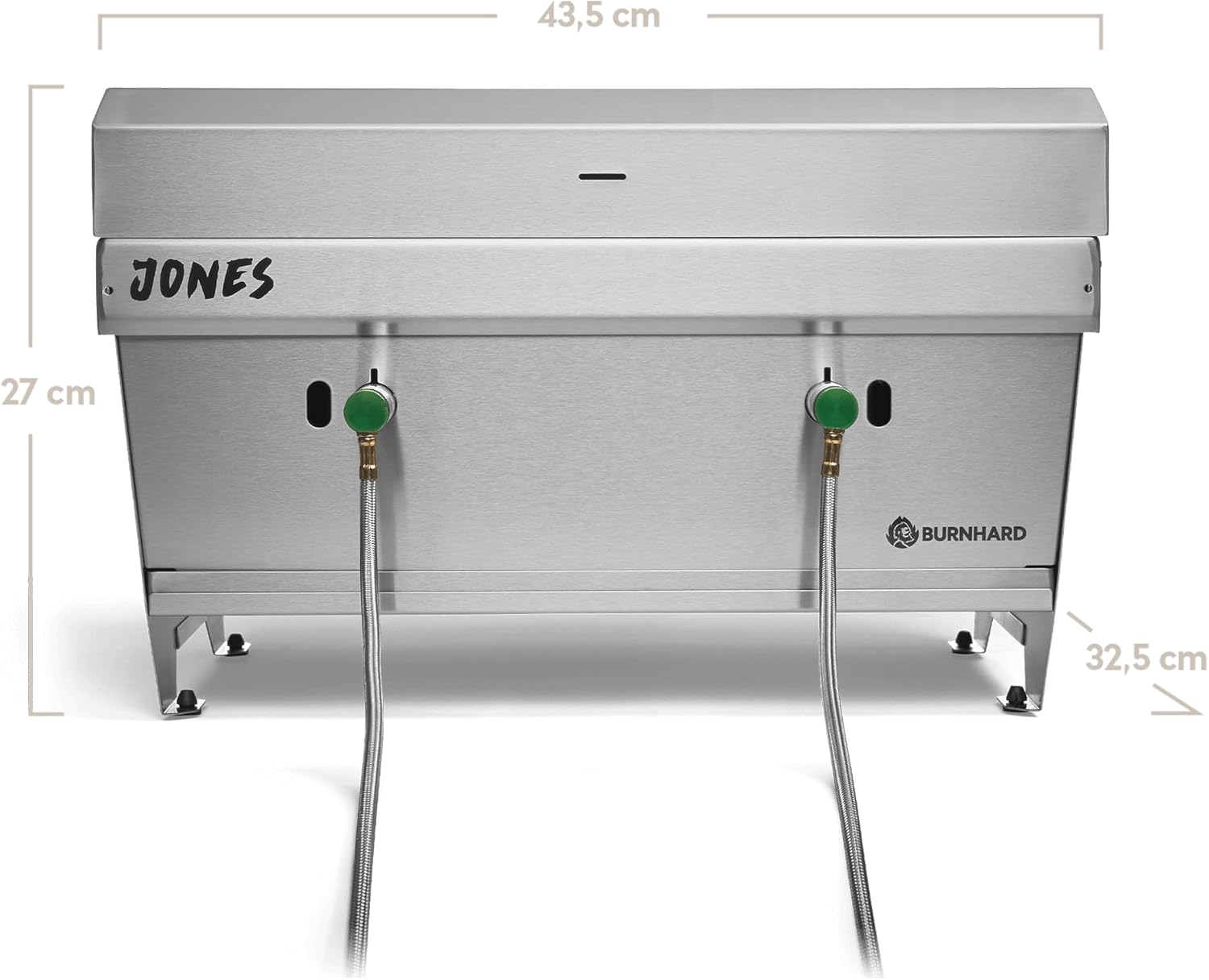 BURNHARD Camping Gasgrill JONES Edelstahl Klappgrill mit Deckel 2-Brenner 6,4 kW inkl. Transporttasche mit Rucksackfunktion und Multitool, Faltgrill ideal für Camping
