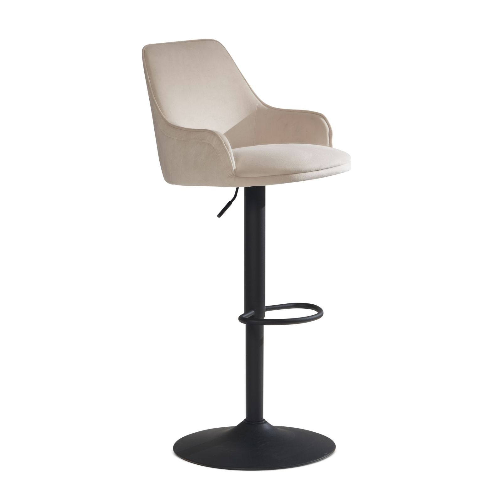 Barhocker - beige - Samt - drehbar - höhenverstellbar