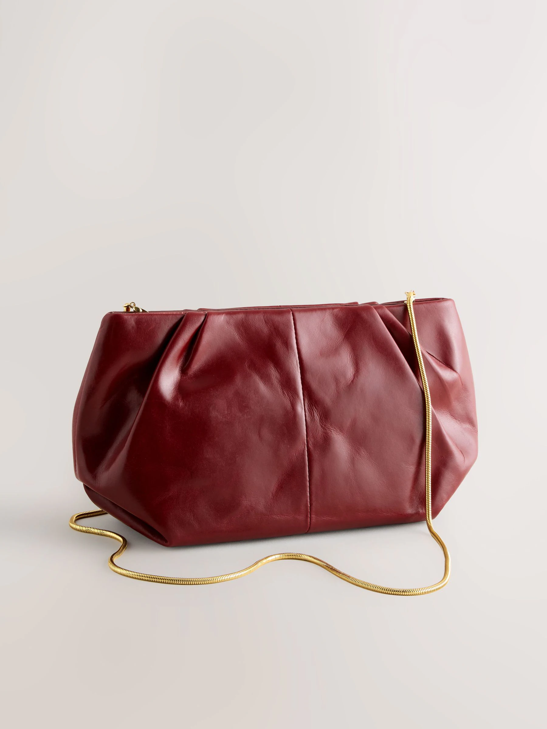 Rood - Leren clutch met drukknoop