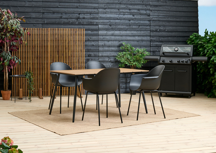 Havebord Beijing sort/teak 148 x 85 cm - Sunlife