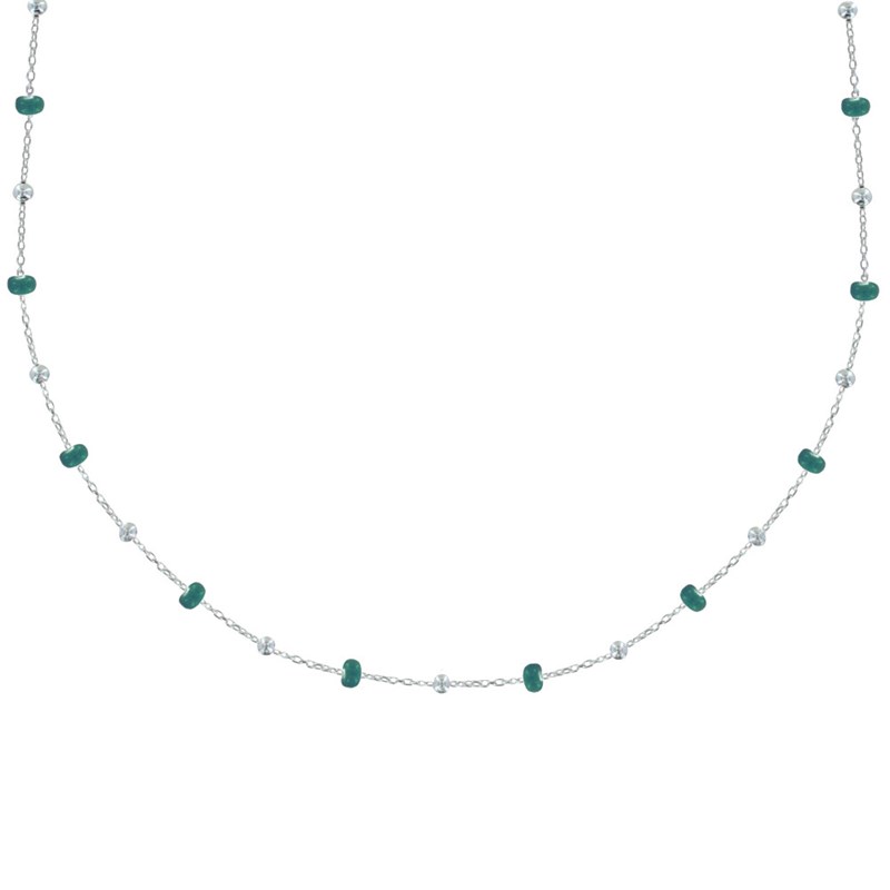 Collier Argent Perles Émaillées et Perles Argent