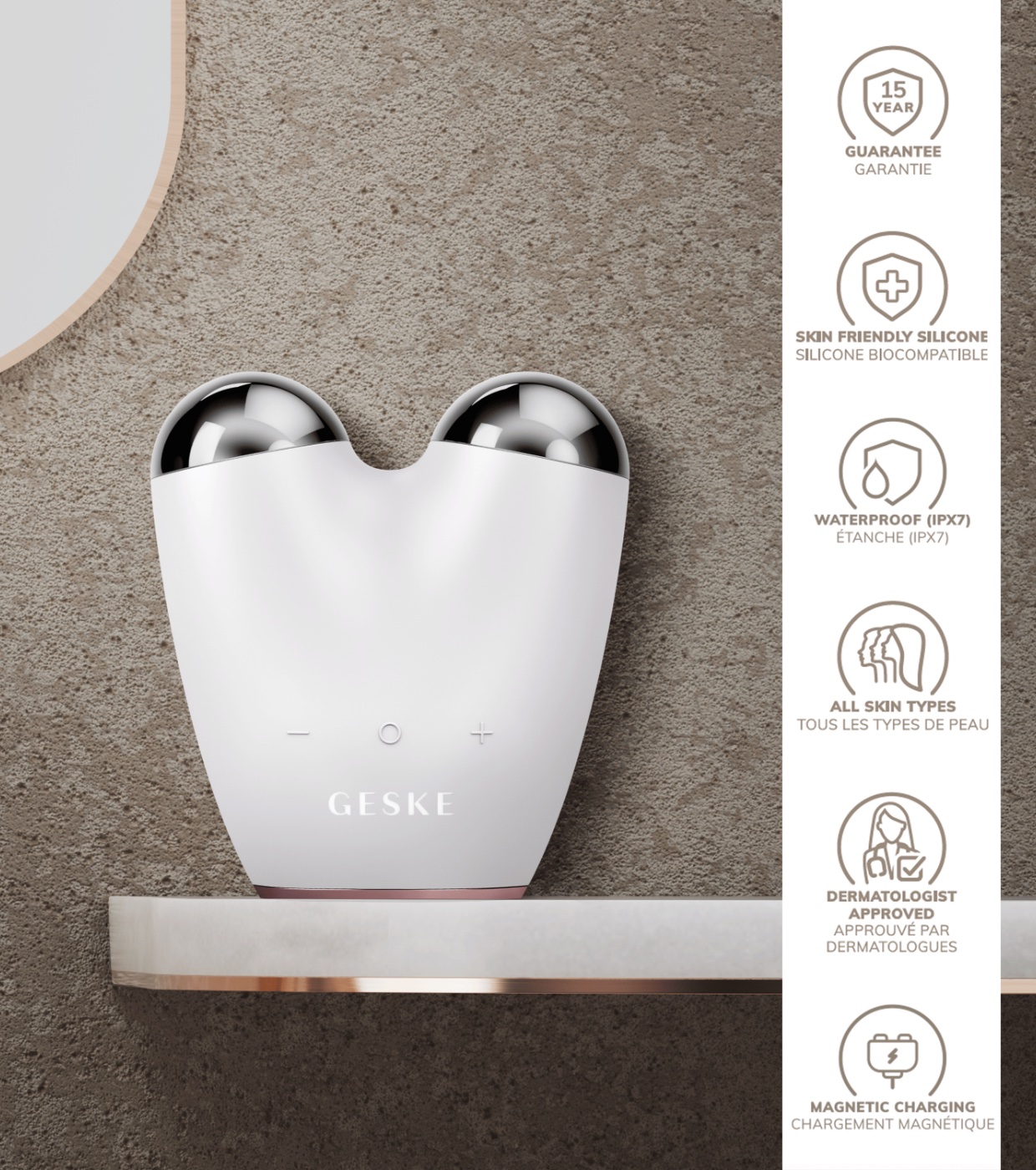 GESKE - Massageador Microcurrent Face-Lifter 6 In 1 - Branco