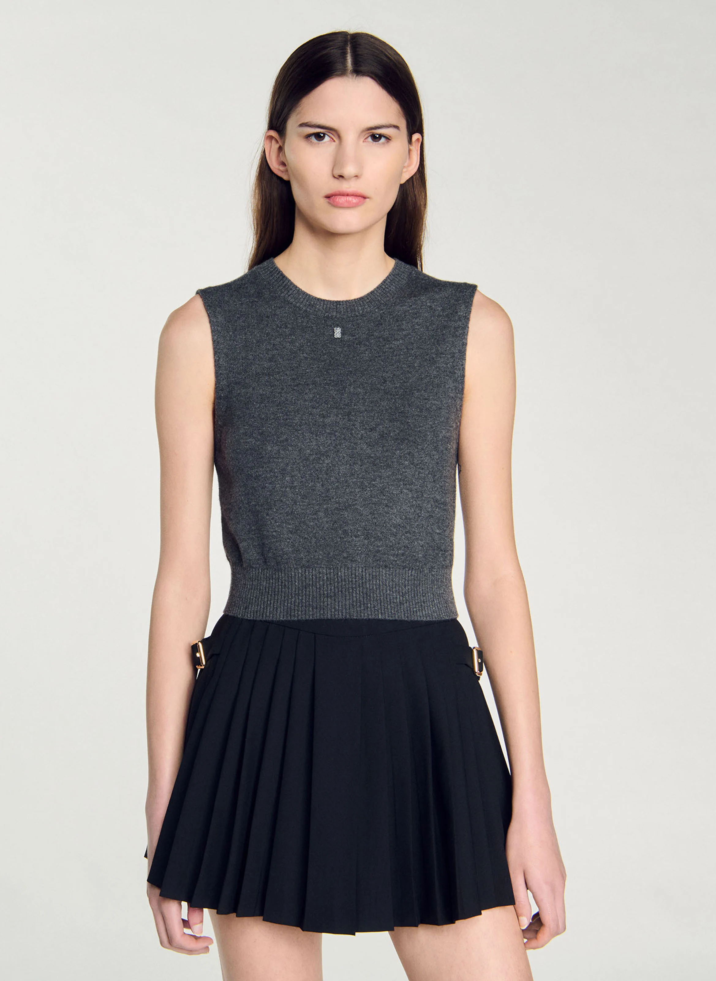 Pull col rond en laine et cachemire mélangée | Gris