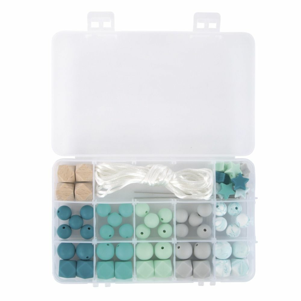 Coffret de perles en silicone - vert menthe