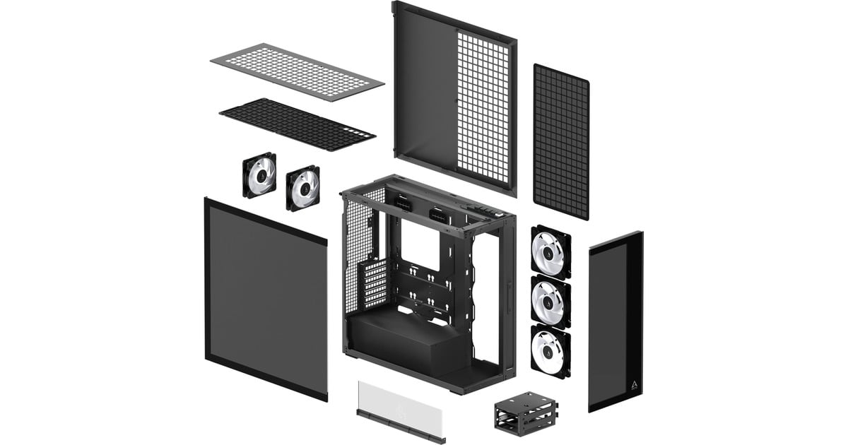 ARCTICXtender VG midi tower behuizing  (Zwart (mat) | 2x USB-A | 1x USB-C | RGB | Tempered Glass)