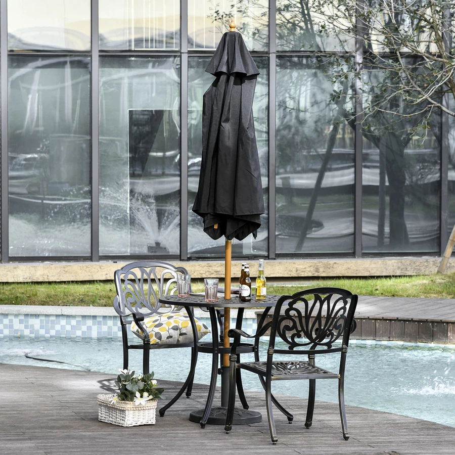 Outsunny Sonnenschirm 3-stufig verstellbar schwarz
