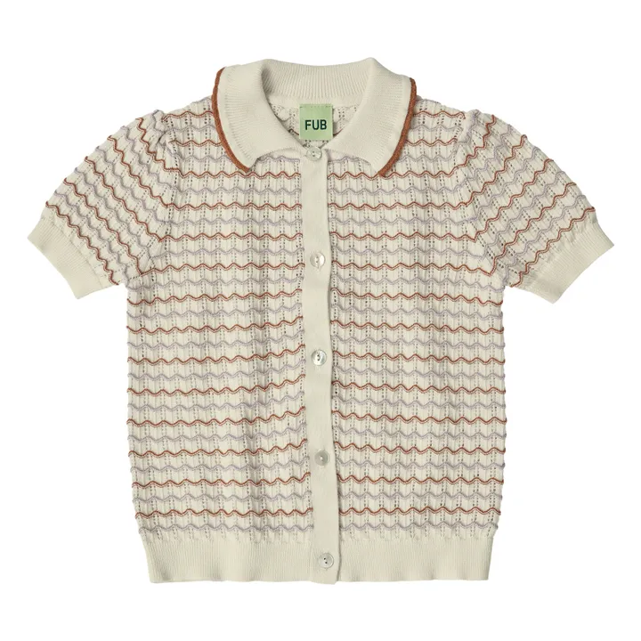 FUB Polo Maille Extra Fine Pointelle Coton Bio | Ecru
