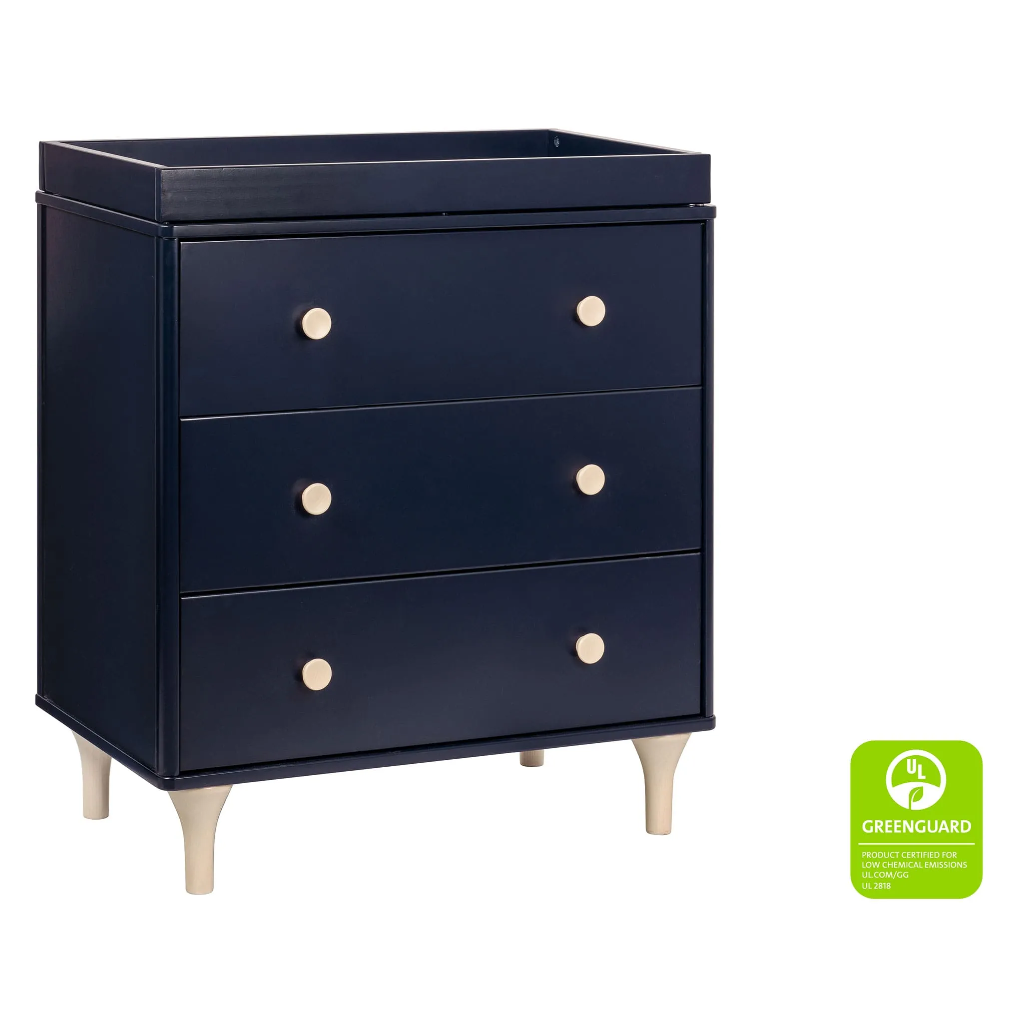 Babyletto Meuble à Langer 3 Tiroirs avec Plateau Amovible Lolly - Marine  Naturel Lavé