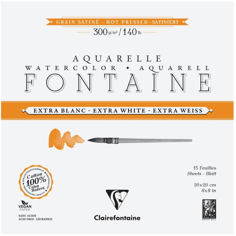 Fontaine Extra Blanc Grain Satiné bloc collé 4 côtés 15F 20x20cm 300g