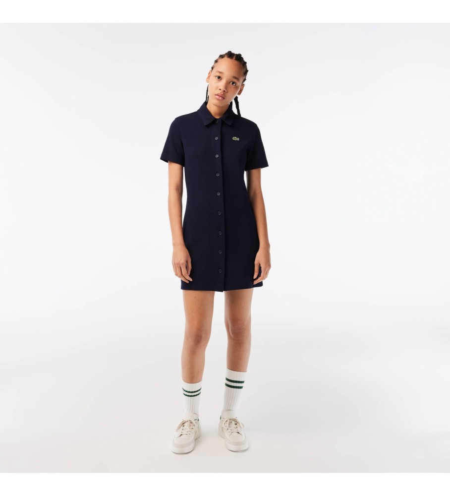 Vestido polo Lacoste azul-marinho com botões