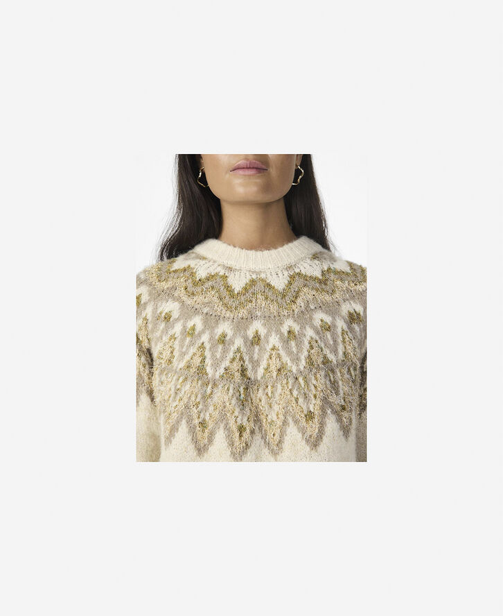 YAS YASELA LS SHIMMER KNIT PULLOVER Perfectly pale/multi pattern