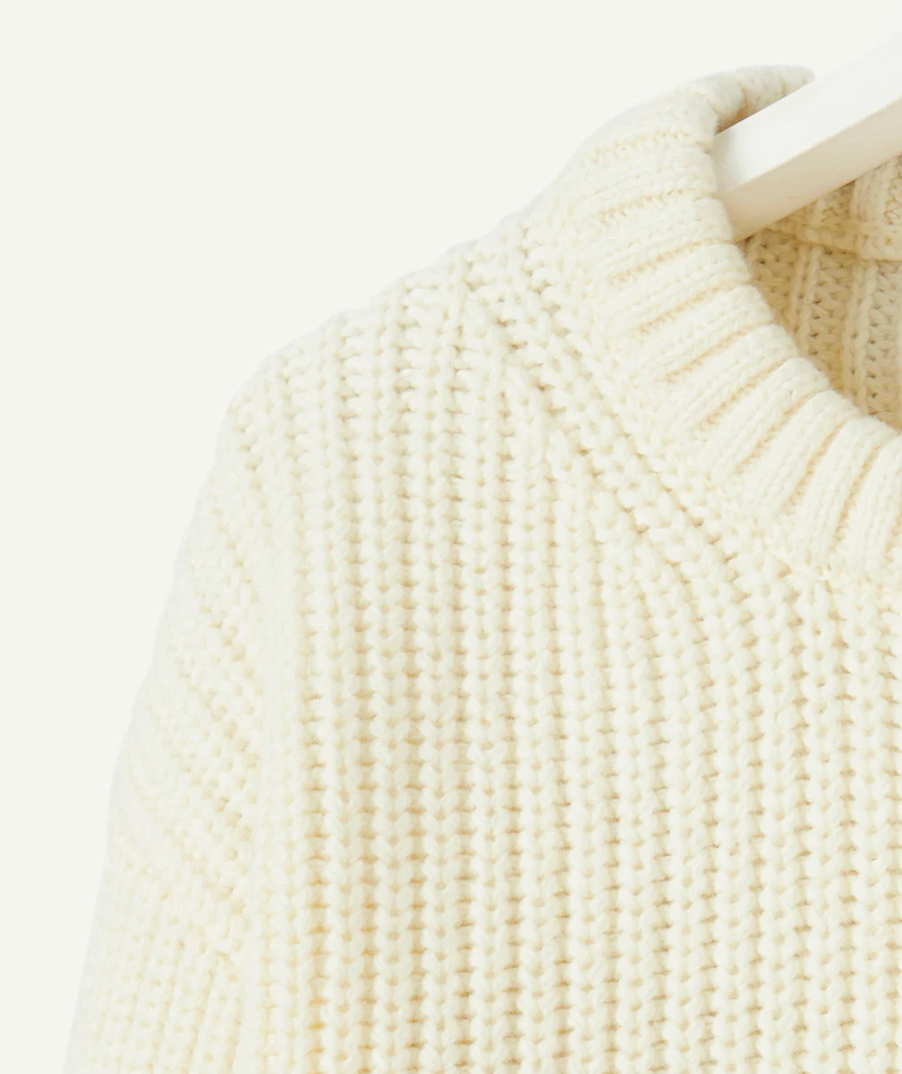 PULL MAILLE BÉBÉ GARÇON EN COTON BIO ÉCRU