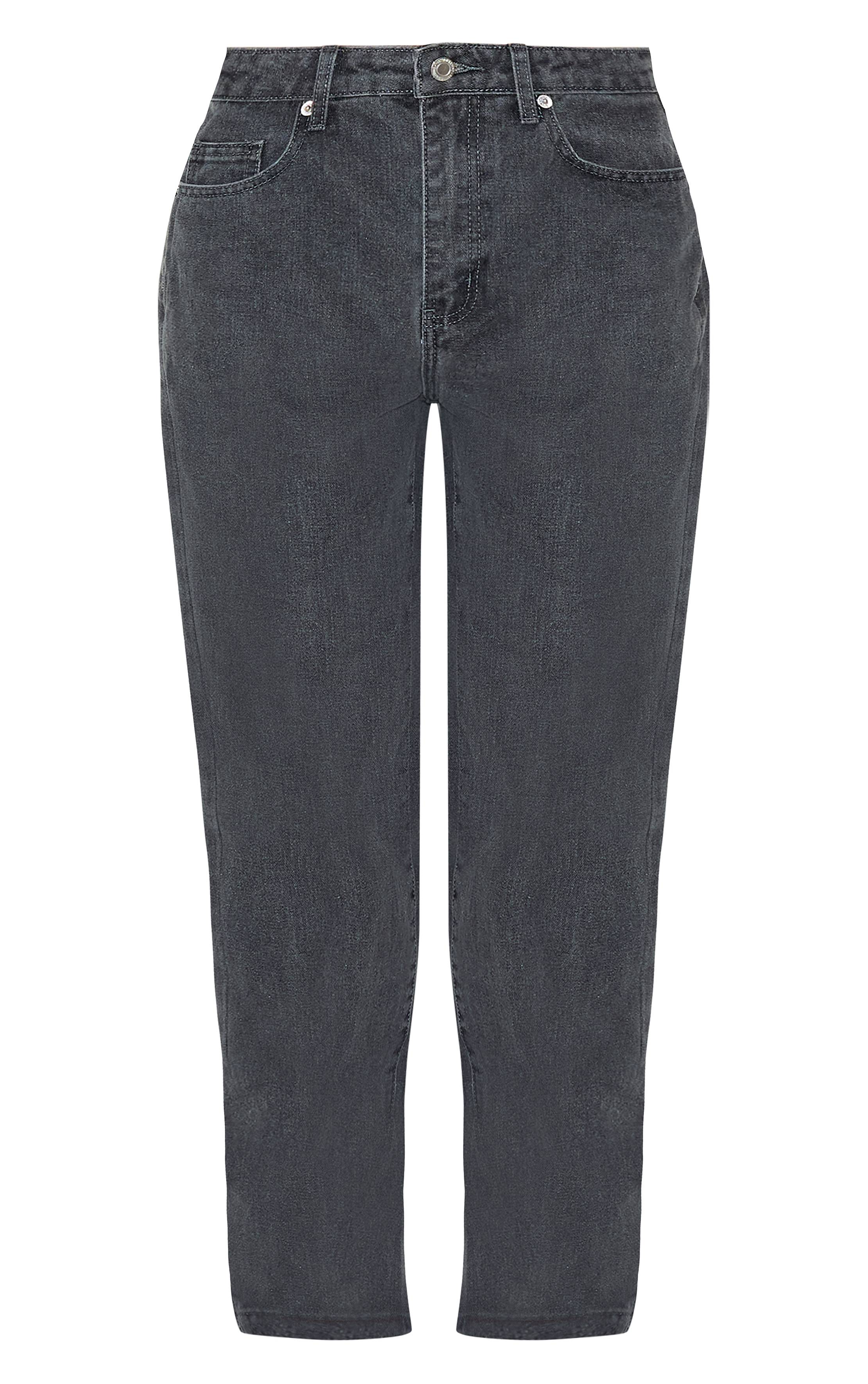 Gris Jean Mom Taille Haute
