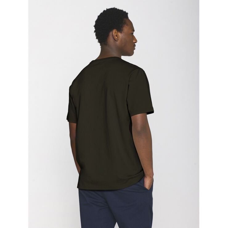 Knowledge Cotton Apparel LOKE badge tee - Regenerative Organic Certified - GOTS/Vegan Green melange