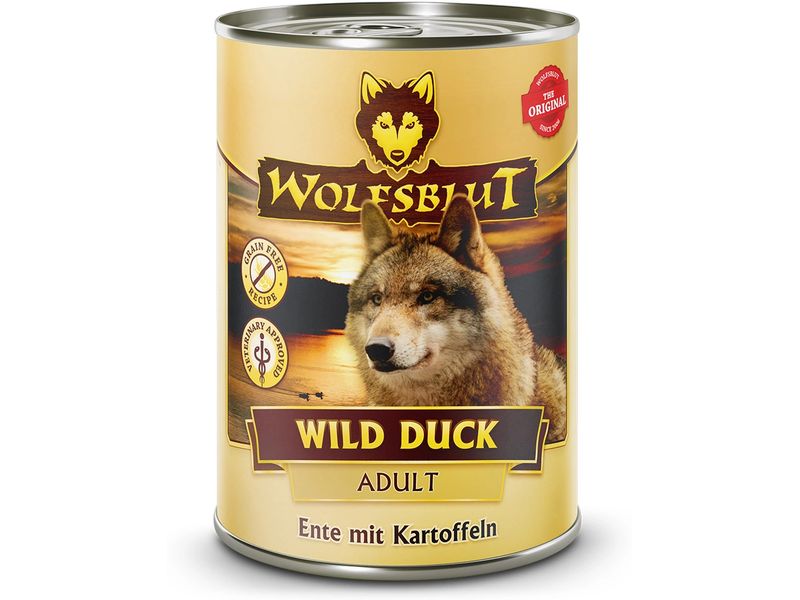Wolfsblut Nassfutter Dog Wild Duck, 395 g Alleinfuttermittel für ausgewachsene Hunde