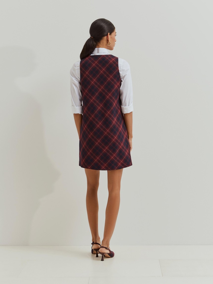 Vestido curto xadrez sem mangas