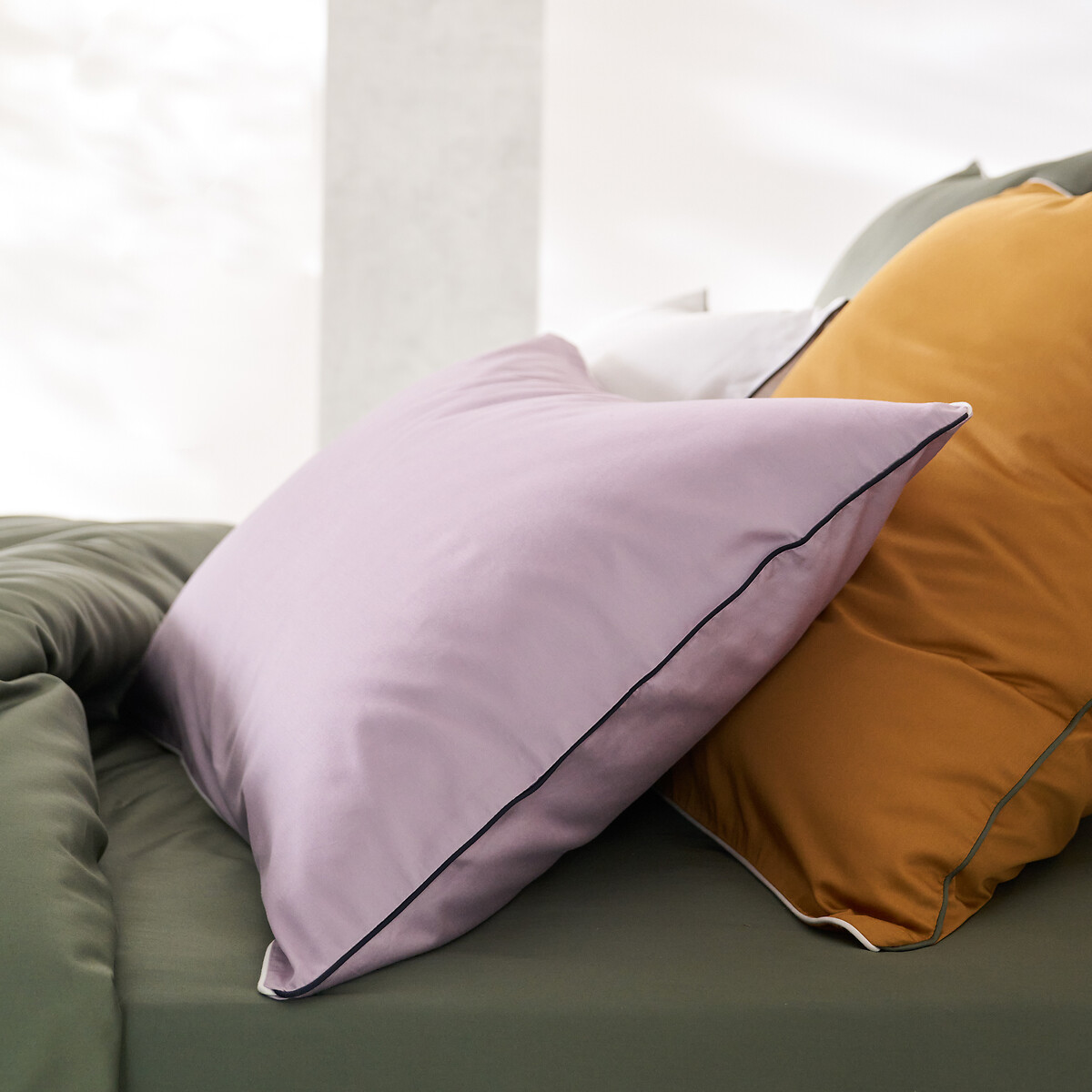 EMMA X LA REDOUTE INTERIEURS<br>Lençol de algodão sat, borda 30 cm, Bérénice