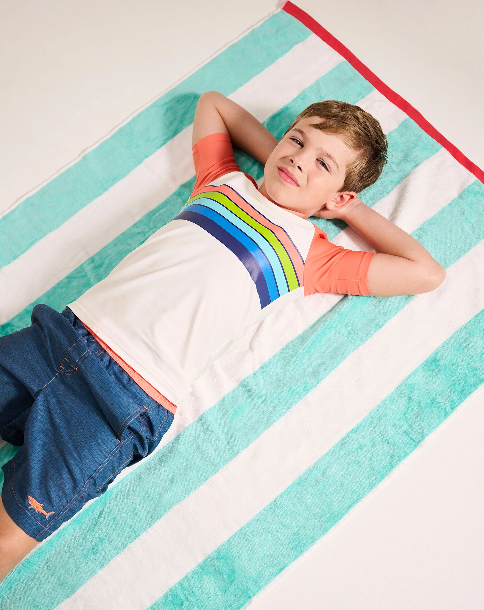 Badeshirt SURFER STRIPES in weiß/bunt