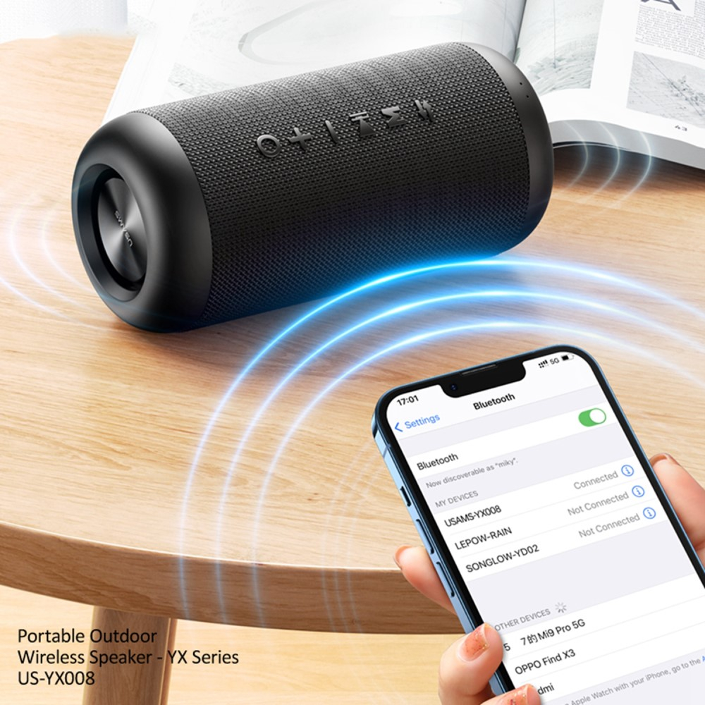 Outdoor Wireless Bluetooth Lautsprecher Wasserdicht IPX6 (US-YX008) - Schwarz