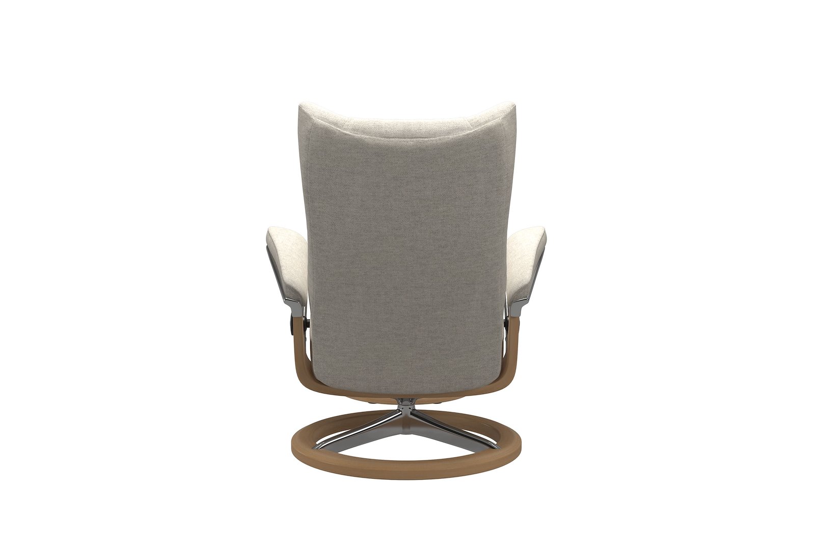 Wing lenestol m/krakk Tekstil Peony Beige - Signature Chrome - Eik