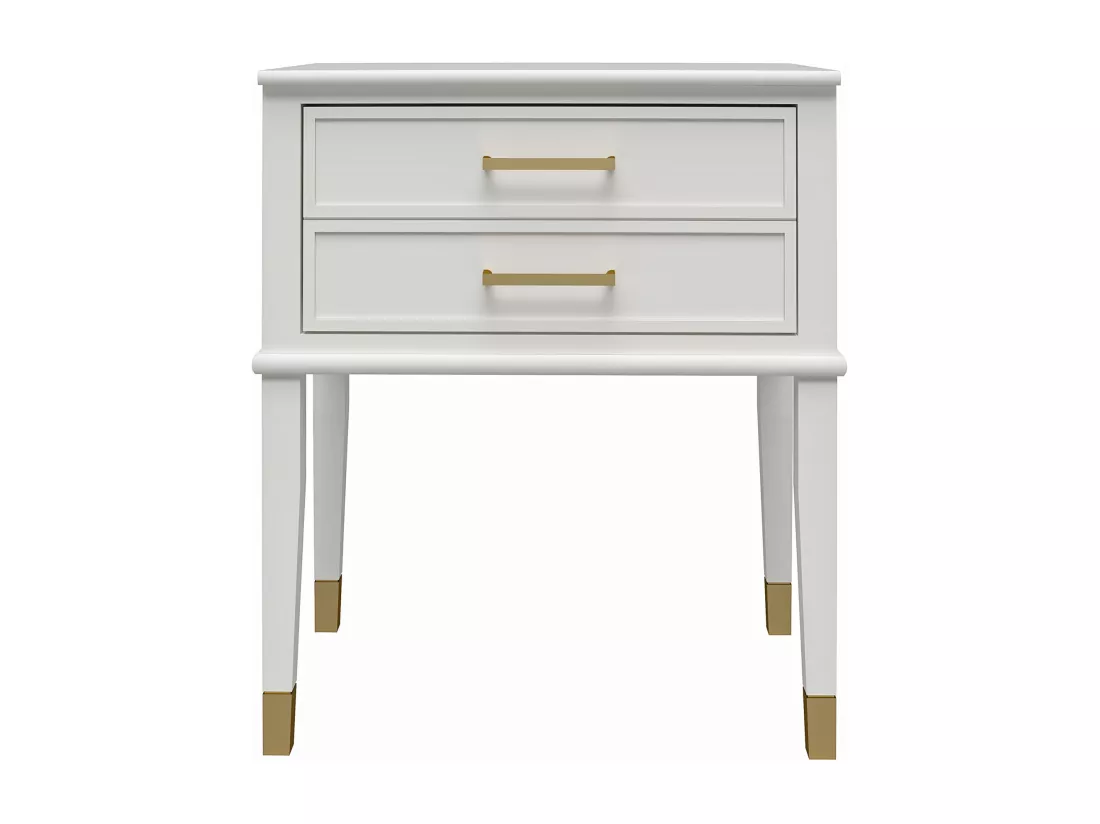 Westerleigh | Table d'appoint avec 2 tiroirs en MDF blanc