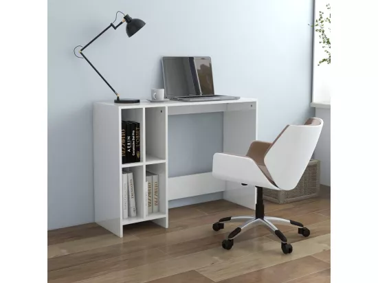 Bureau d'ordinateur portable blanc brillant bois d'ingénierie