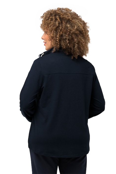 Sweatjacke, Stehkragen, Kängurutasche, hinten länger