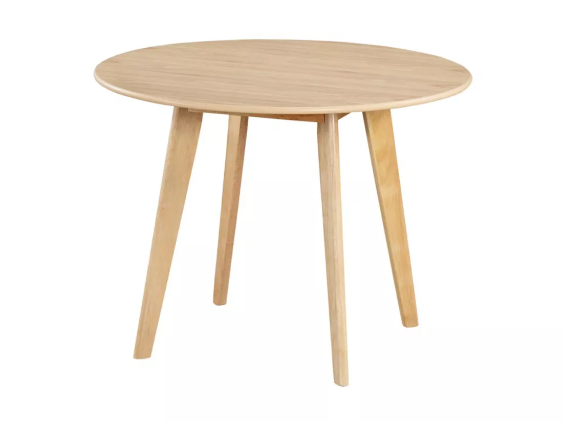Table ronde ODILE - 4 personnes - Hévéa massif et MDF - Naturel