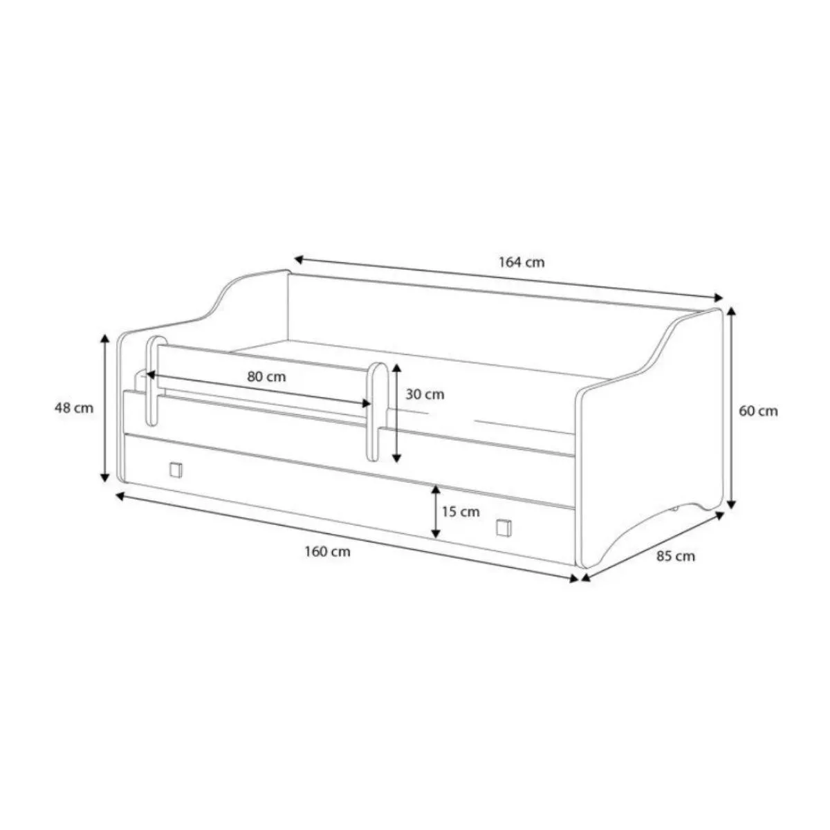 kobi Lit enfant ERYK - Rose - 160x80 cm