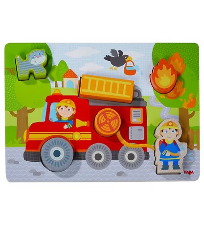 HABA Puzzlespiel - 6 Teile - Holz - Feuerwehrauto