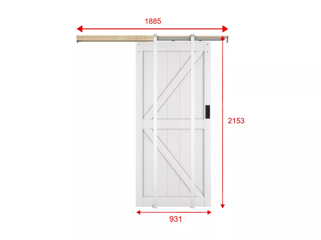 Porte coulissante avec système à galandage en bois et MDF - blanc - H205 x 93 cm - NEFARA