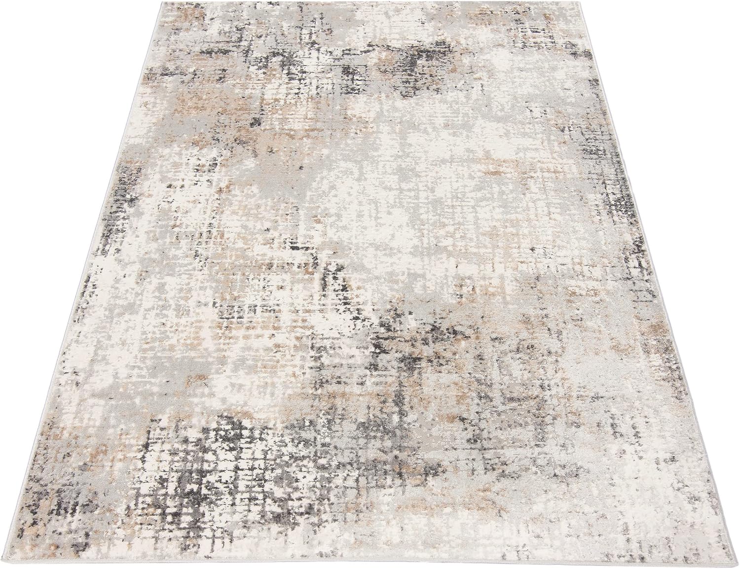 Carpeto Rugs Abstraktes Vintage Designer Teppich - Kurzflor - Weich Teppich für Wohnzimmer, Schlafzimmer, Esszimmer - ÖKO-TEX Wohnzimmerteppich - Teppiche - Beige Grau 1-200 x 300 cm