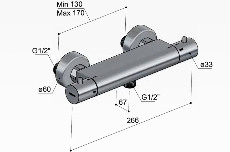 Hotbath - ACE - Thermostatische Douchekraan - Koper Geborsteld PVD