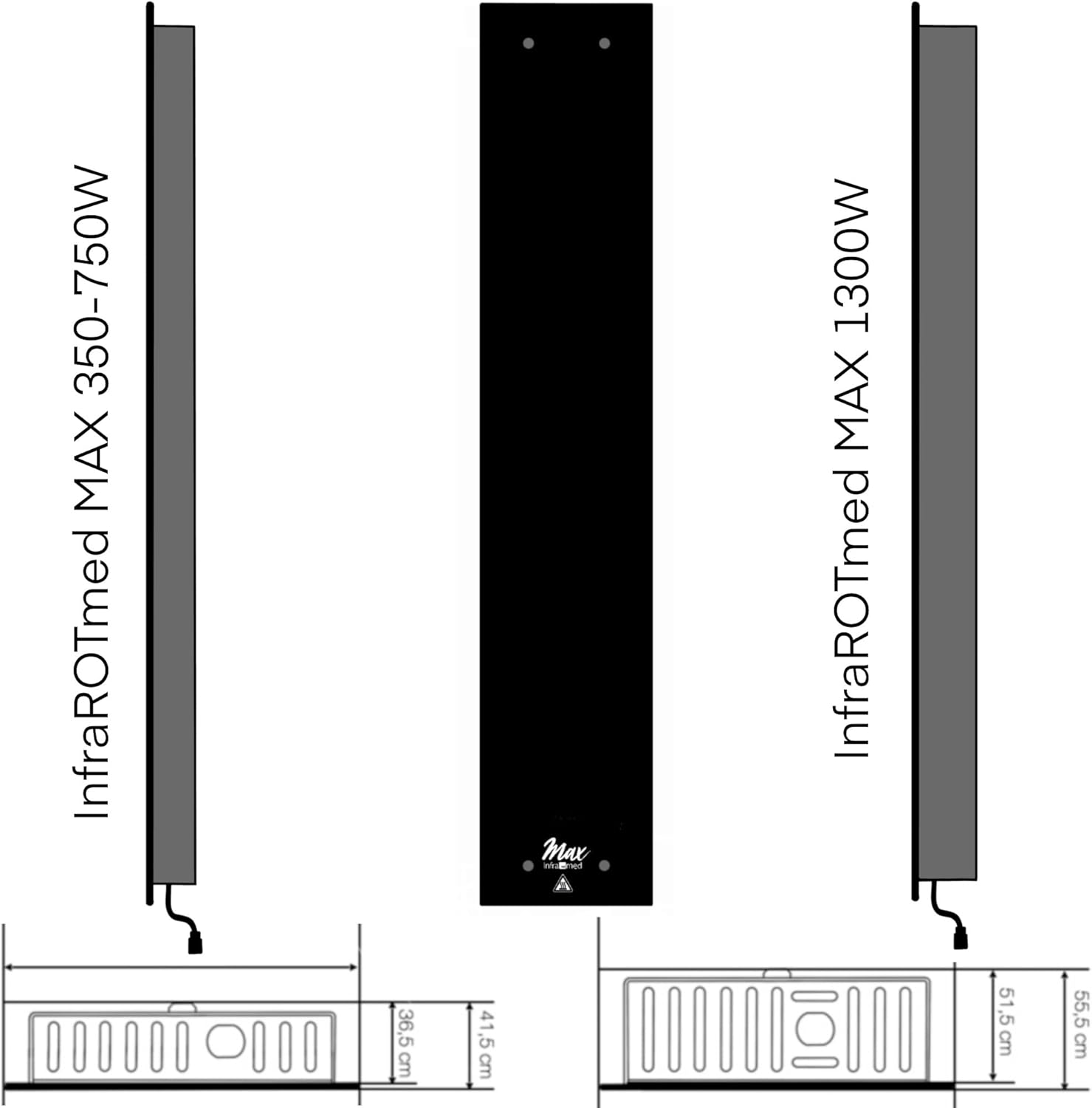 SET frameless InfraROTmed MAX© Tiefenwärmestrahler 2x 500W Rückenstrahler + Steuerung icon 2 TOUCH, Infrarotstrahler für Sauna und Infrarotkabine, Vollspektrumstrahler (2x500W + Steuerung)