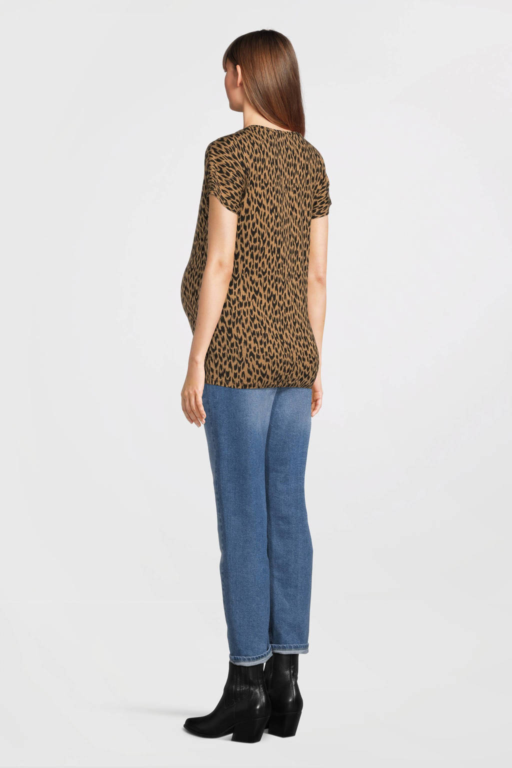 Supermom zwangerschapsshirt met all over print bruin
