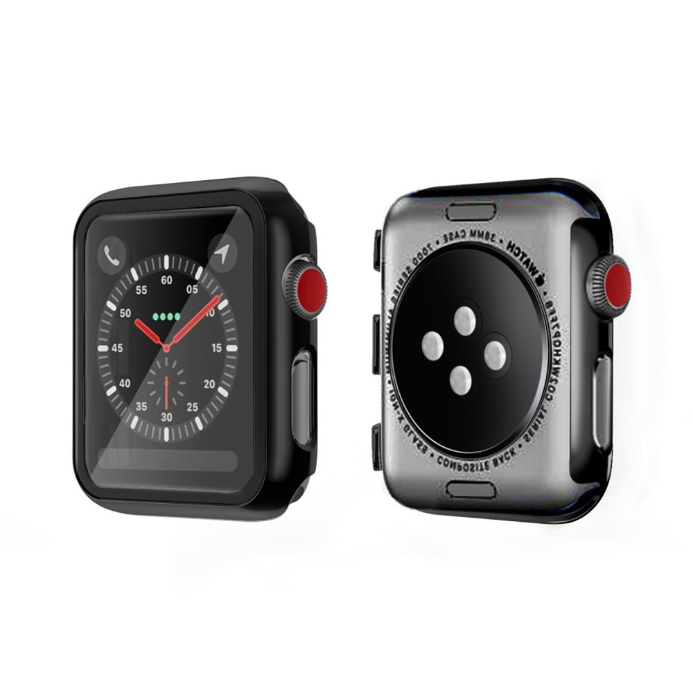 Apple Watch Series (38 mm) Hardcase Bumper   Display Schutzfolie - Schwarz