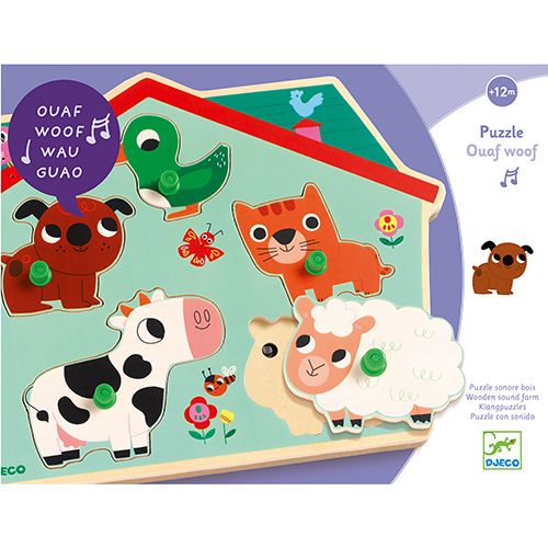 Djeco knoppuzzel met geluid dieren (5st) DJ01707