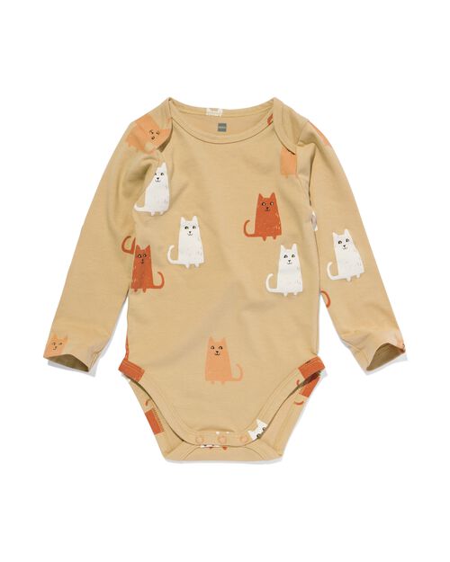 body coton bio extensible avec chats beige