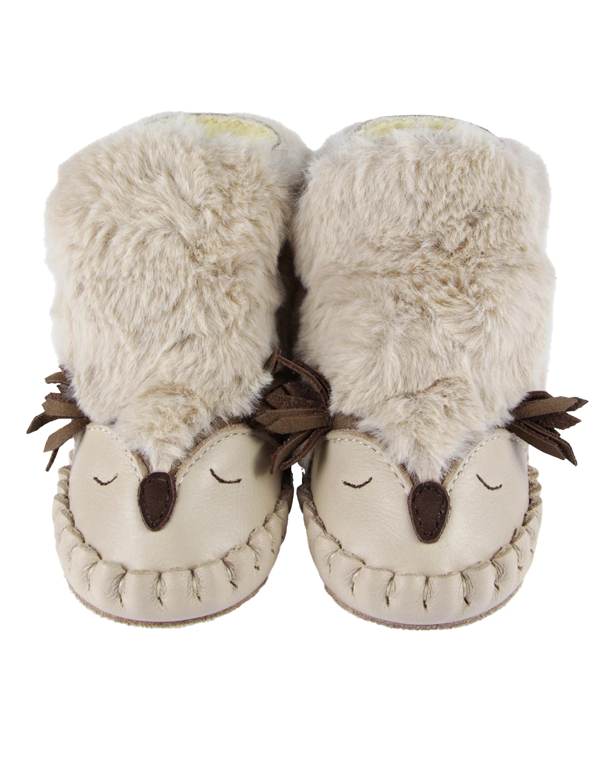 Krabbelschuhe KAPI EXCLUSIVE - OWL gefüttert in light beige