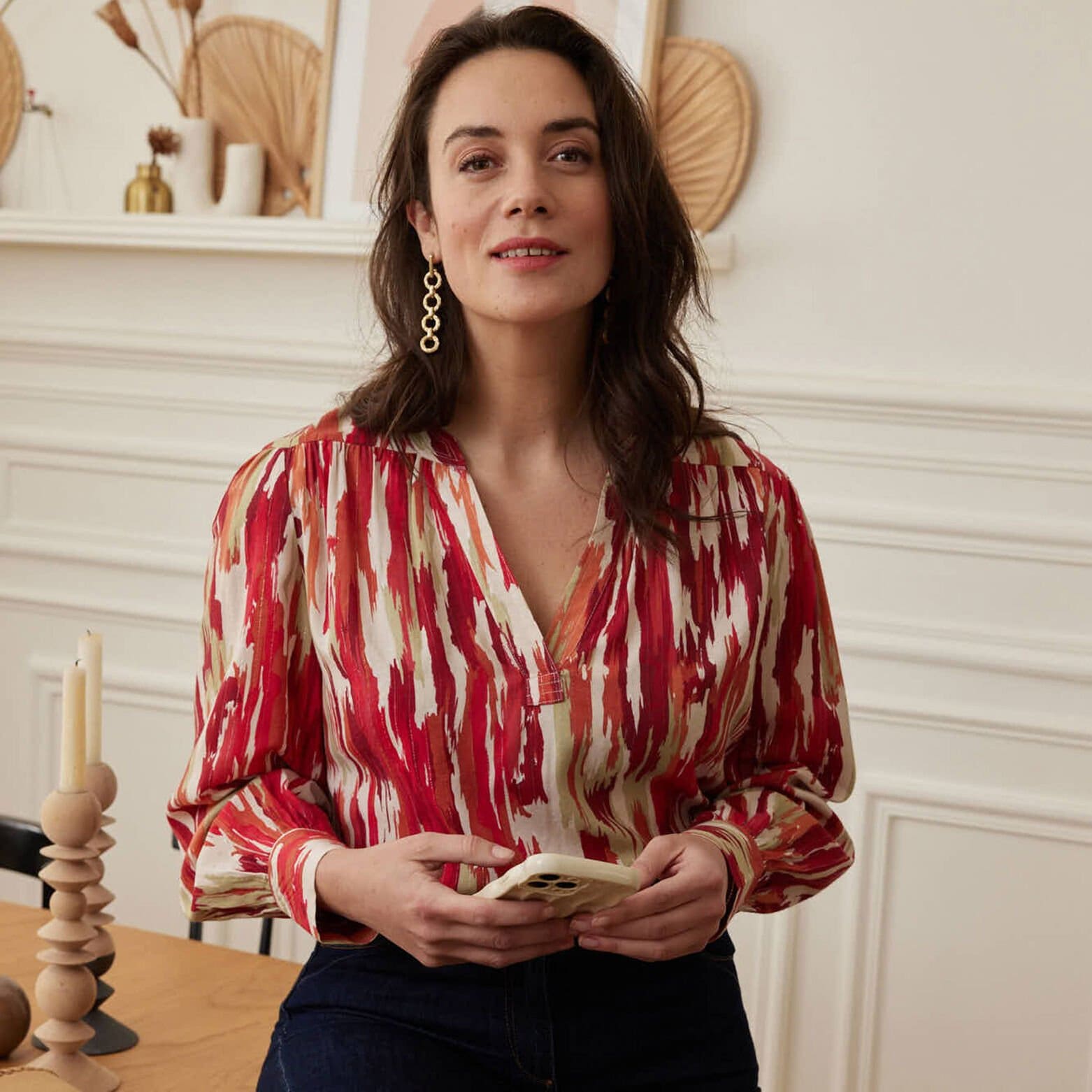 Blouse col V femme