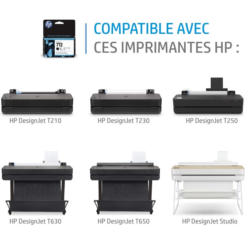HP Cartouche d'encre DesignJet 712, jaune, 29 ml