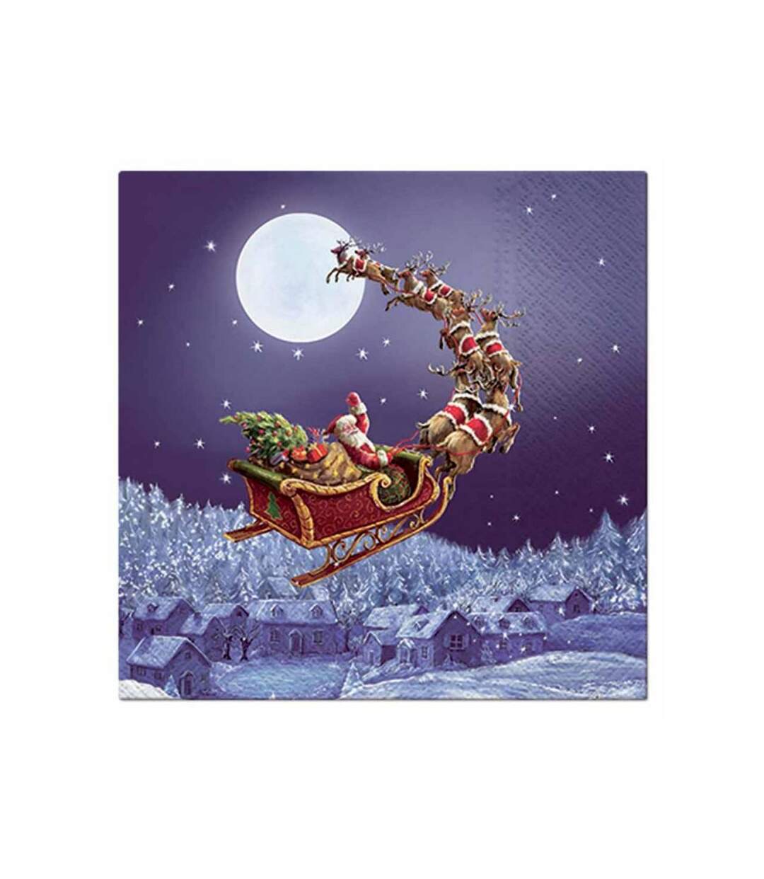 Paris Prix - Lot De 20 Serviettes En Papier père Noël & Traîneau 33x33cm Violet
