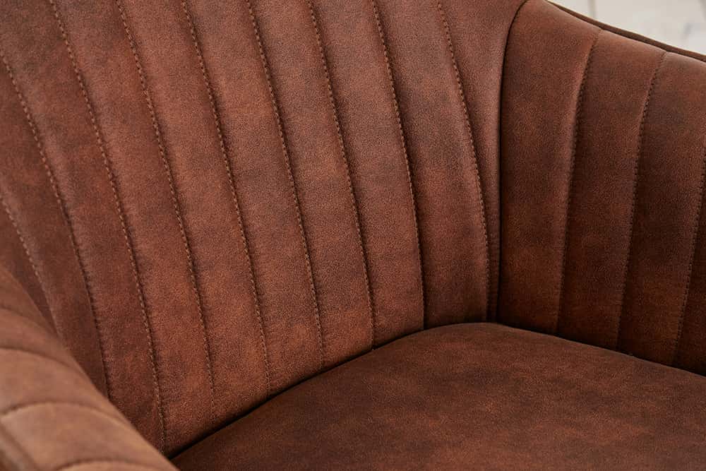 Drehbarer Design Stuhl LIVORNO vintage braun Buchenholz Beine mit Armlehnen