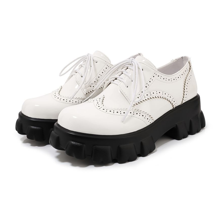 Megan - Platform Patent Veterschoenen Wingtip Brogue Schoenen