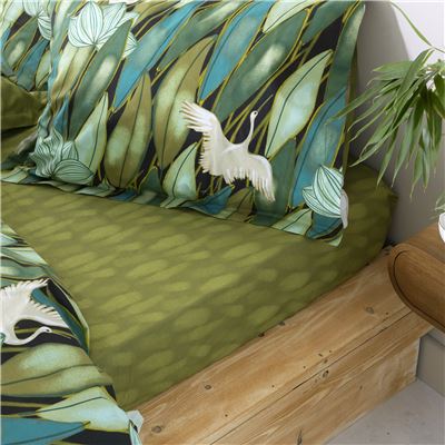 Linge de lit feuilles tropicales