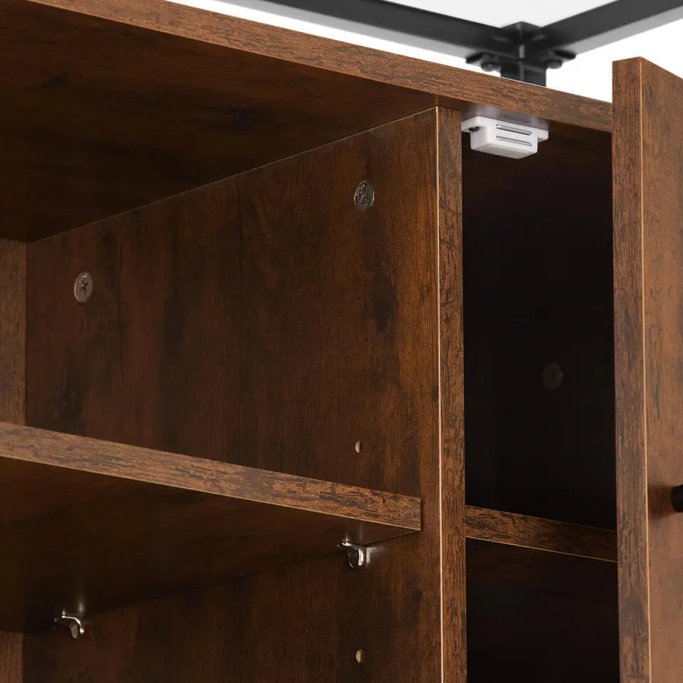 tectake Wandkast Oldham 100x38x80,5cm, Industrieel Hout Donker, Rustiek