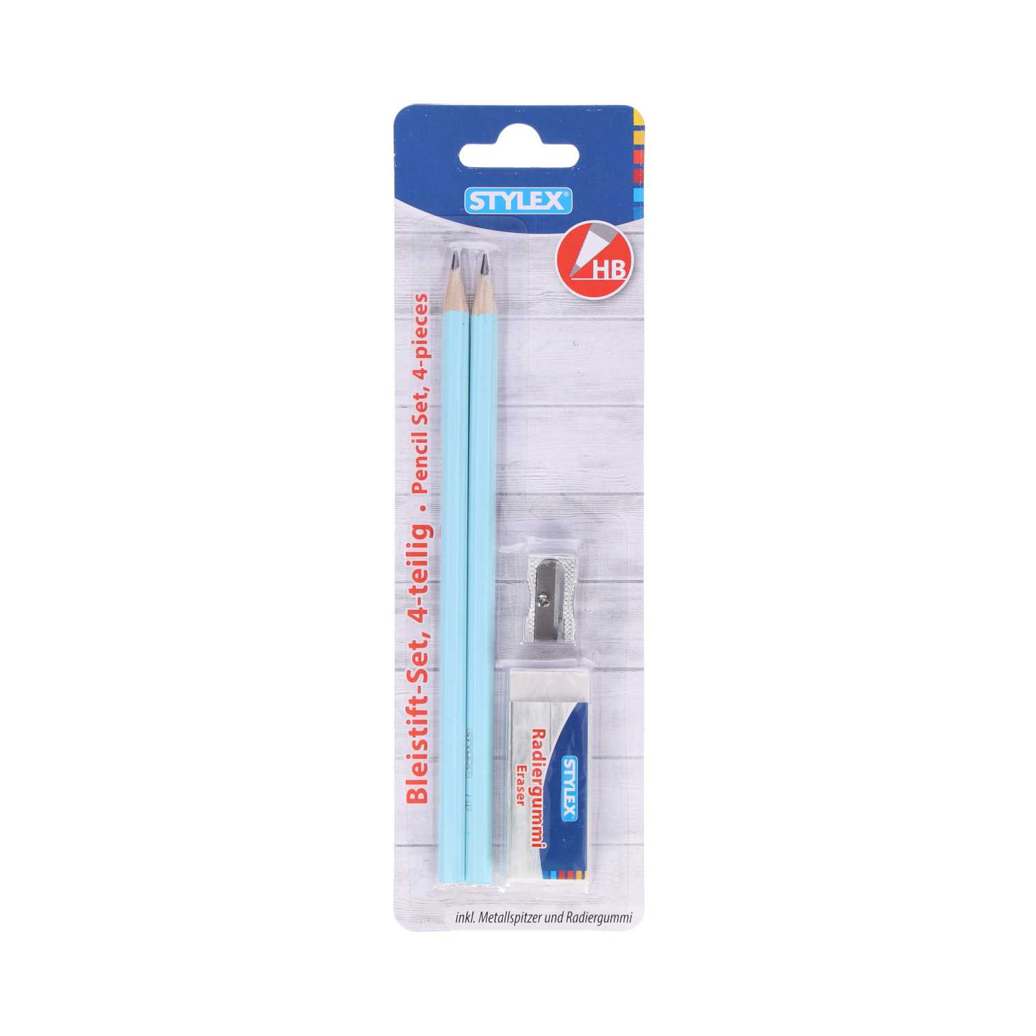 STYLEX® Bleistift-Set HB mit Spitzer & Radierer 4teilig 3fach